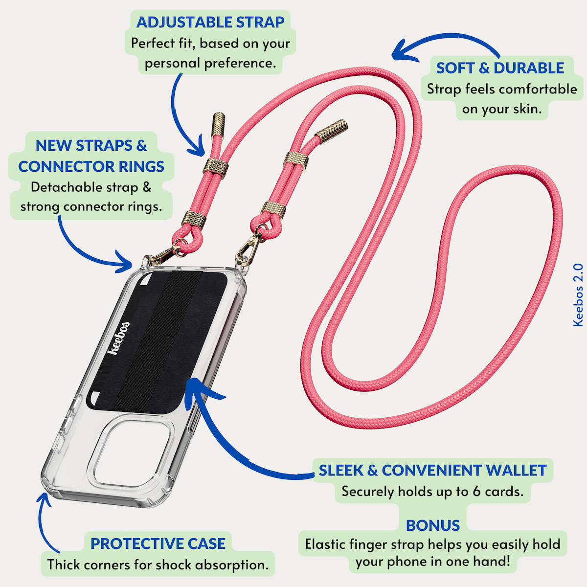 Amazon.com: Luna Lucia iPhone 12 Crossbody Beaded Long Around The Neck Cell  Phone Holder, Lanyard, Tether, Chain, Strap or Leash! for Hands Free use!  Comes with iPhone 12 Case (Black) : Cell